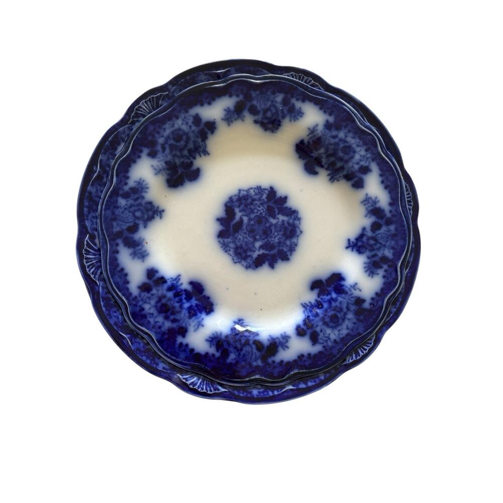Set 3 Flow Blue New Wharf Pottery England Waldorf Dinner Plates 1 X 9" & 2 X 10” - Picture 3 of 15